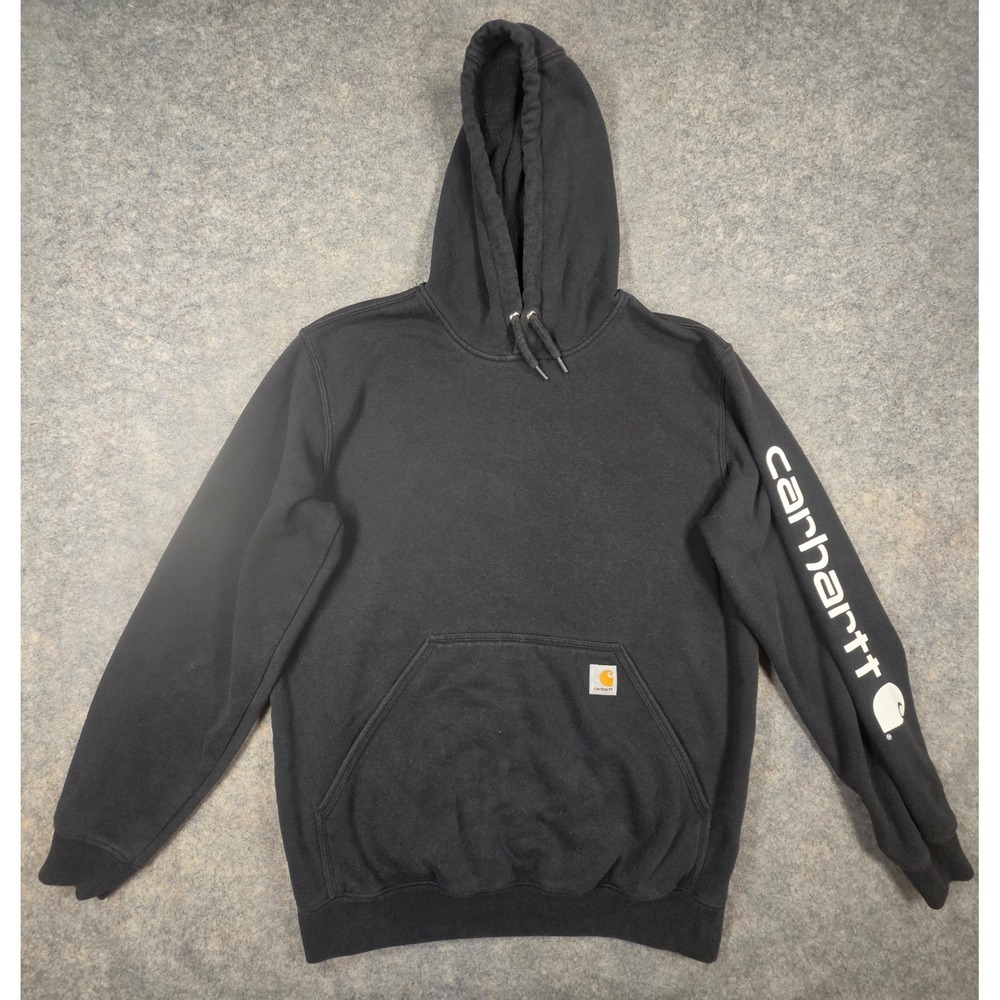 Carhartt Mens Loose Fit Midweight Logo Sleeve Hoodie Black TS0288-M Size M